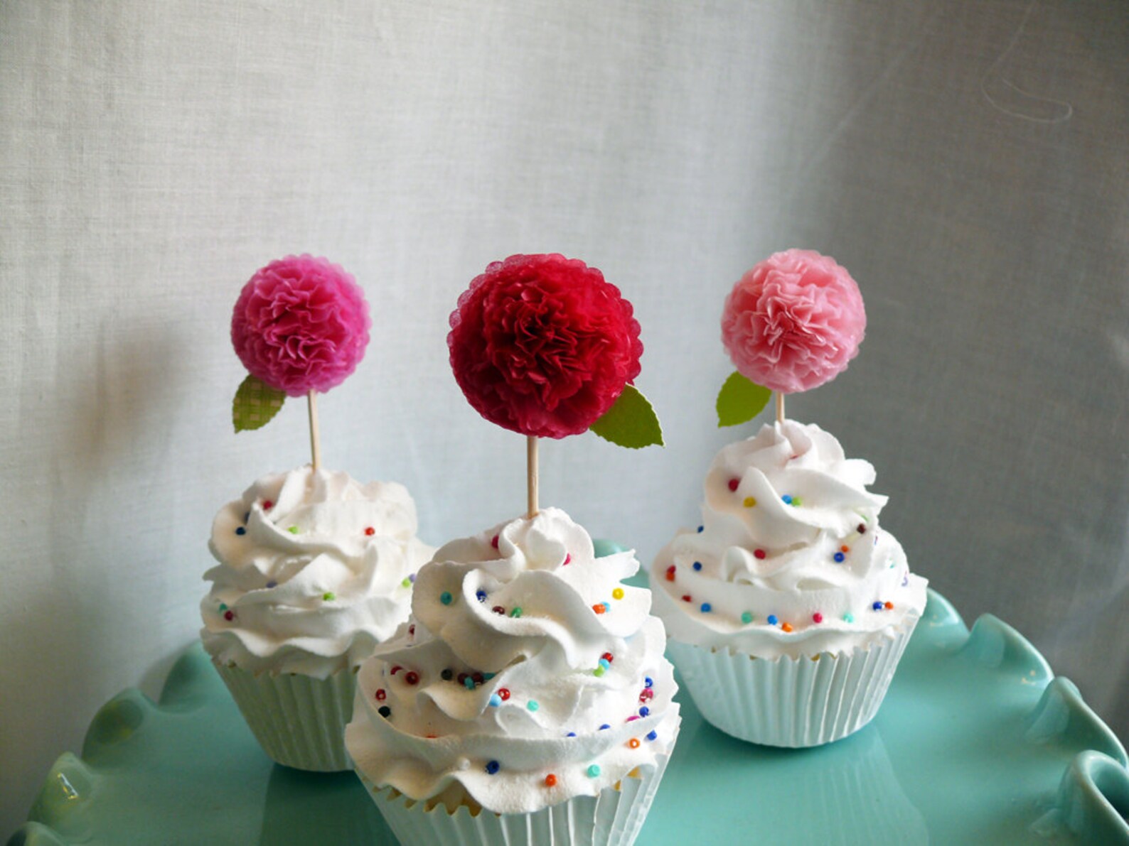 Flower Cupcake Toppers Party Picks Food Picks Mums Made to Etsy