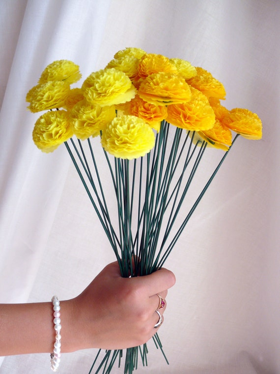 button mums tissue paper flower bouquet wedding bridal etsy flower arrangements with tissue paper