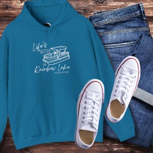 Rainbow Lake Minimalist Unisex Hooded Sweatshirt, Cozy Comfort, Perfect for Chill Days, Casual Wear, Gifts for Him and Her, Street Style