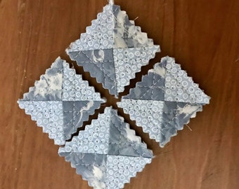 Tiny Blue Print Quilted Magnets