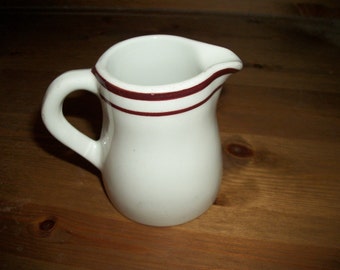 English Cream Pitcher Duraline Dudson White with Brown Stripe FREE SHIPPING