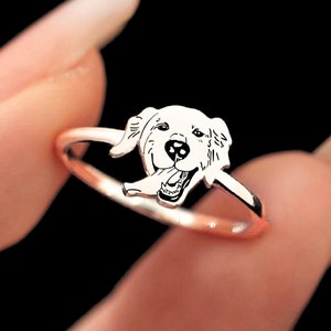 Bague personnalisée pour portrait d'animal de compagnie : bijoux commémoratifs en argent sterling pour chien