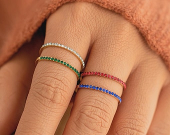 Mom Birthstone Eternity Ring, Custom Birthstone Stacking Ring, Personalized Stackable Birthstone Ring, Gift for Her, Mother's Day Gift