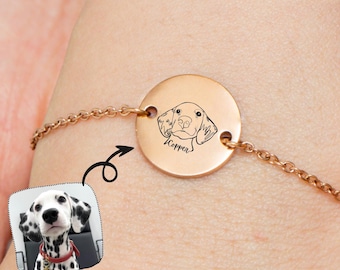 Custom Pet Portrait Bracelet: Personalized Dog/Cat Memorial Jewelry