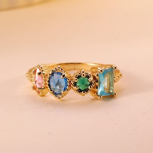 Custom Family Birthstone Ring, Stackable Birthstone Ring, Everyday Delicate Birthstone Jewelry, Mother's Day Grandma Gift, Bridesmaid Gift