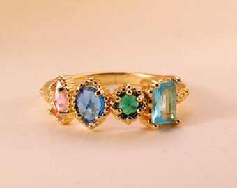 Benutzerdefinierte Familie Birthstone Ring, stapelbar Birthstone Ring, jeden Tag zart Birthstone Schmuck, Muttertag Oma Geschenk, Brautjungfer Geschenk