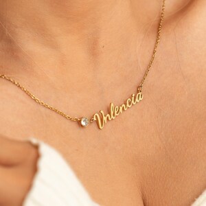 Custom Birthstone Name Necklace, Personalized Birthstone Name Necklace, Minimalist Necklace, Mothers Necklace, Birthday Jewelry Gift for Her