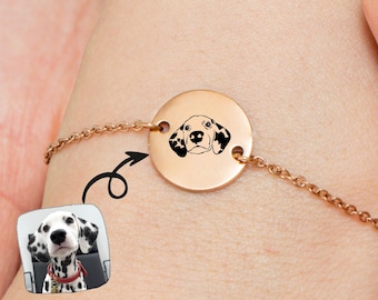 Custom Pet Portrait Bracelet: Personalized Dog/Cat Memorial Jewelry