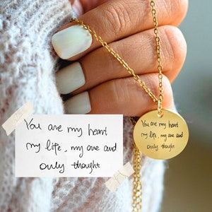 Colar de caligrafia, colar de ouro 14K personalizado para crianças, colar personalizado, colar memorial, presente para a mãe, joias artesanais, presente para ela