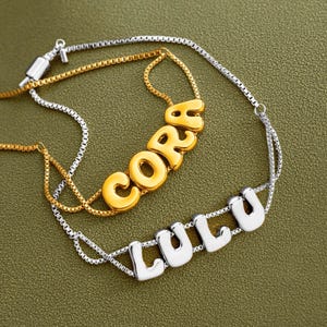 18k Gold Bubble Name Bracelets • Custom Name Cuff Bracelet • Balloon Letter Name Bracelet • Minimalist Bracelet • Mother&#39;s Day Gift for Her
