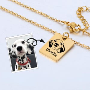 Custom Necklace for Pet Mom, Personalized Pet Portrait Necklace, Engraved Dog or Cat Necklace with Photo or Name, Memorial Gift for Dog Mom