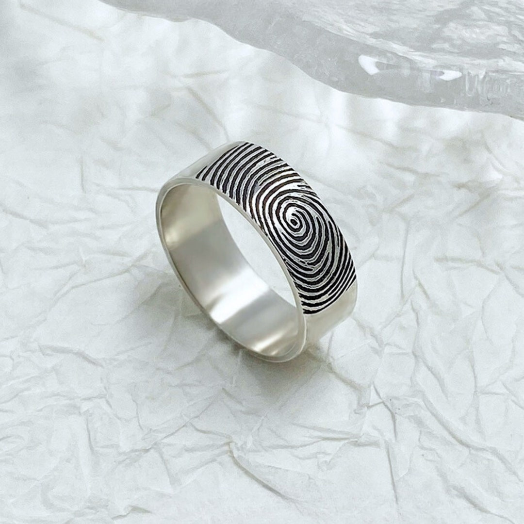 Custom Fingerprint Rings Custom Fingerprint Sterling Silver Ring: Personalized Memorial Jewelry ...