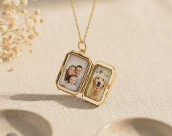 Collar con medallón personalizado con piedra de nacimiento y foto, regalo de joyería de recuerdo personalizado, collar de aniversario grabable para ella