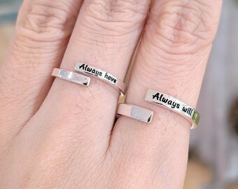 Sterling Silver Name Ring: Personalized Handwriting Wrap Ring