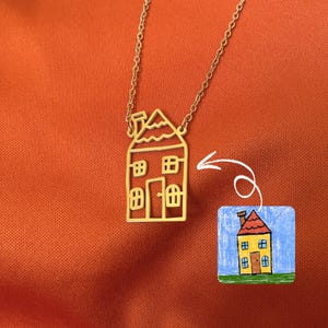 Custom Kid Drawing Necklace, Memorial Child Artwork Necklace, Kid Art Gift, Mom Gift, Grandma Gift, Mothers Necklace, Birthday Gift for Her