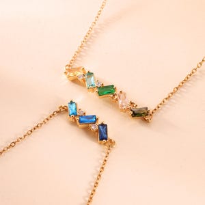 Personalized 1-6 Family Birthstone Bracelet, Gold Baguette Multi Birthstone Bracelet, Mothers Bracelet, Birthday Gift for Mom Grandma