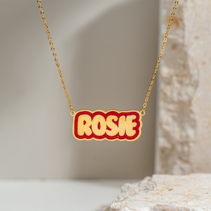 Custom Color Outline Name Necklace,18K Gold Name Necklace,Personalized Name Necklace,Kids Name Necklace,Birthday Gift for Her