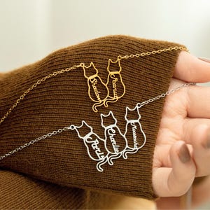 Cat Name Necklace, Personalized Cat Memorial Necklace Gift, Custom Pet Jewelry, Cat Gifts For Cat Lovers, Birthday Gift for Her