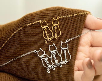 Collana personalizzata con nome del gatto: gioiello commemorativo per animali domestici in acciaio inossidabile