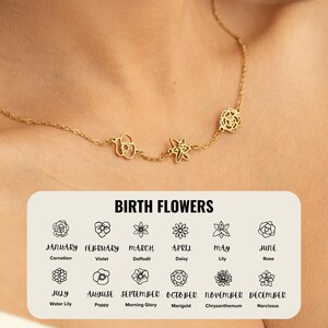 Custom Birth Flower Necklace, Bouquet Necklace, Mom Gift, Grandma Gift, Birth flower Family Gift, Mothers Necklace, Birthday Gift for Her