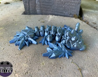 Tiny Winter Wyvern - 5.25 Inches - Desktop or Fidget Toy - Articulated Snowflake Themed Dragon - 3D Printed - Choose a color!