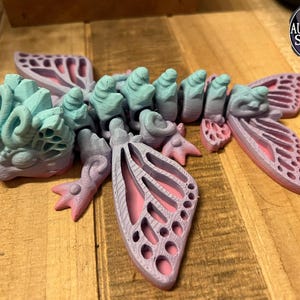 Tiny Butterfly Dragon - 6 Inches - Desktop or Fidget Toy - Articulated Butterfly Themed Dragon - 3D Printed - Choose a color!