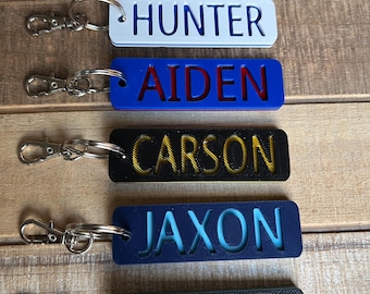 Name Keychain, Bag Tag, Luggage Tag, Backpack Tag or Zipper Pull - Choose your colors and names!