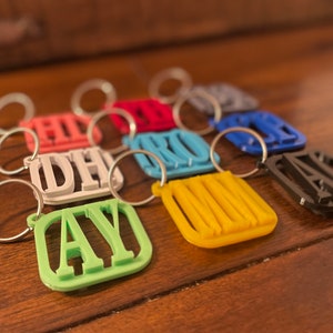May include: A set of 10 colorful keychains with different names printed on them. The keychains are made of plastic and have a silver metal ring.