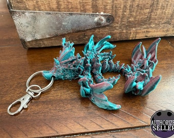 Coral Reef Tadling Keychain -  4.5 Inches - Desktop or Fidget Toy - Fully Articulated Ocean Themed Dragon - 3D Printed - Choose a Color!