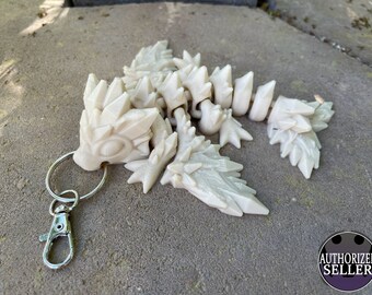 Tiny Crystal Dragon Keychain - 5.25 Inches - Desktop or Fidget Toy - Articulated Crystal Themed Dragon - 3D Printed - Choose a color!