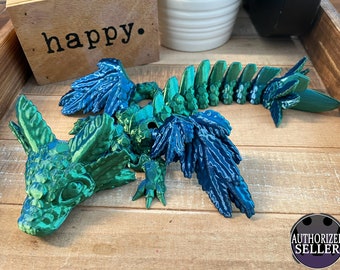 Baby Axolotl Winged Dragon - 12 Inches - Desktop or Fidget Toy - Fully Articulated Aqua Themed Dragon - 3D Printed - Choose a Color!