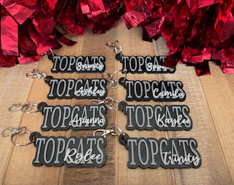 Team and Name Keychain - Cheer, Pom or Dance, Bag Tag, Luggage Tag, or Zipper Pull - Choose your team colors and names!