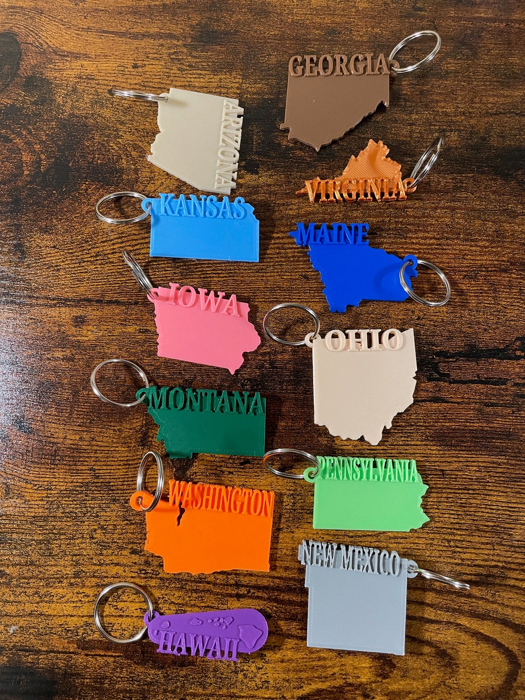 Random Keychain Set of 50 State Keychain - Random Colors - Etsy