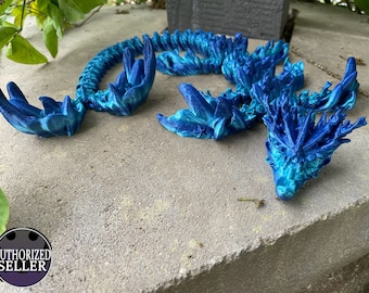 Coral Reef Dragon - 19 Inches - Desktop or Fidget Toy - Articulated Aqua or Water Dragon - 3D Printed - Choose a Color!