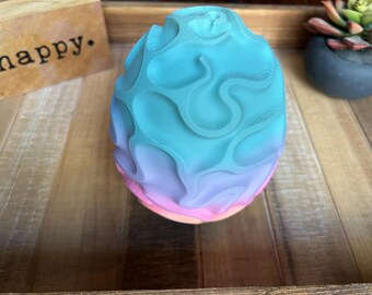 Swirl Egg Style #2 Container - 5, 6, 7, or 8 Inches - Desktop Display or Toy Container - 3D Printed - Choose a Color!