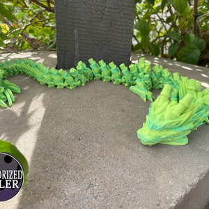 Bamboo Dragon - 27 Inches - Desktop or Fidget Toy - Fully Articulated Bamboo Themed Dragon - 3D Printed - Choose a Color!