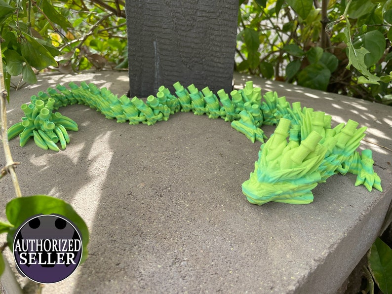 Bamboo Dragon 27 Inches Desktop or Fidget Toy Fully Articulated Bamboo Themed Dragon 3D Printed Choose a Color image 1