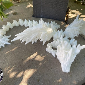 Baby Winter Winged Long Tail Dragon - 18 Inches - Desktop or Fidget Toy - Articulated Snowflake Dragon - 3D Printed - Choose a Color!