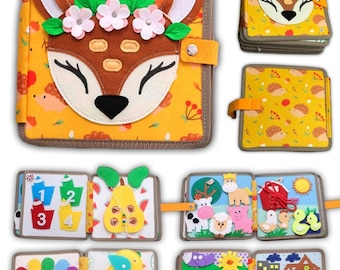 Livro sensorial silencioso para crianças de 3 a 6 anos, meninos e meninas, brinquedo educativo, livro sensorial Montessori, brinquedo ideal para viagens e Natal.