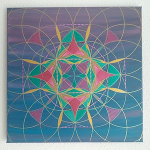Mandala &quot;Love of the Universe&quot;, art, photograph, mural, picture, sacred geometry, decoration, canvas, Flower of Life