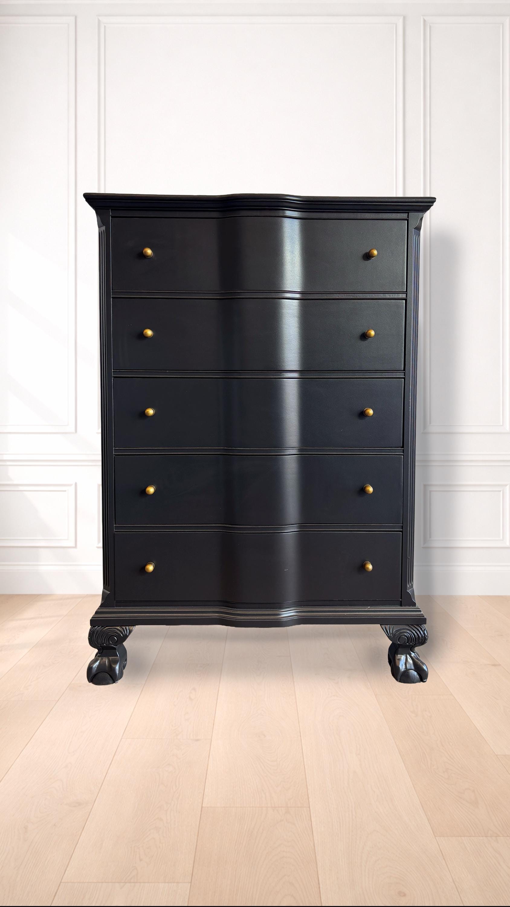 Vintage Tallboy Dresser Black - Etsy