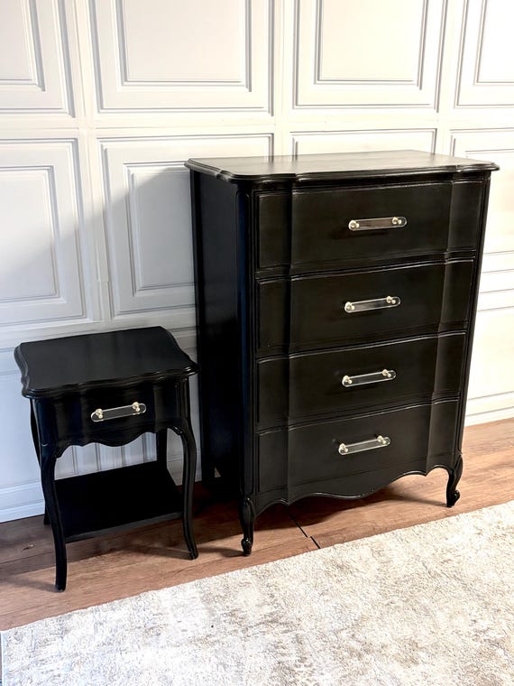 black acrylic dresser Lillestrom Black and Gold 6 Drawer Dresser