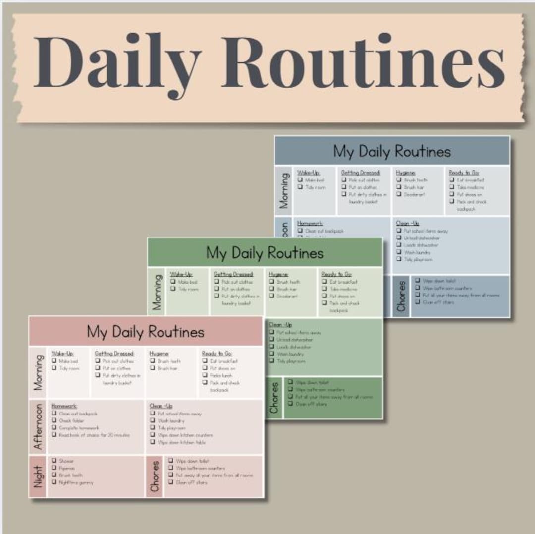 Daily Routine and Chore Chart - Etsy