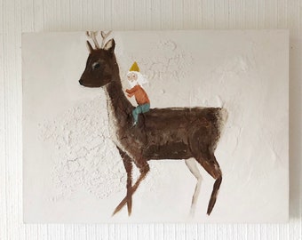 Hand painted deer painting