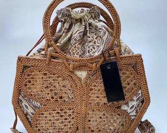 Butterfly Motif Rattan Tote Bag Unique Ate Shoulderbag for Party and Casual,Rattan Sling Bag,Rattan Sling Bag Bali,Rattan Crossbody Bags