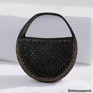 Half Moon Rattan Handbag Boho Chic Handle Women&#39;s Natural Woven,Rattan Sling Bag,Rattan Sling Bag Bali,Rattan Crossbody Bags,Rattan Leather