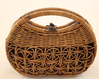 Ethnic Rattan Handbag Handcrafted Basket Weave Purse,Rattan Sling Bag,Rattan Sling Bag Bali,Rattan Crossbody Bags,Rattan Leather Bag