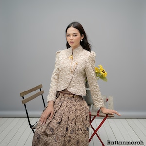Modern javanesisk Janggan Kebaya Top Elegant Fukuro Spets Croptop för examen och bröllop