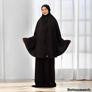 Lozy Hijab Najla Böneset Mukena Set med präglat mönster, Mukena, muslimsk böneklänning, muslimsk böneklädsel, böneoutfit