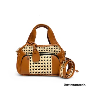 Jesslyn Rattan Bag Women&#39;s Bag Multifunctional Leather Rattan Bag,Rattan Sling Bag,Rattan Sling Bag Bali,Rattan Crossbody Bags